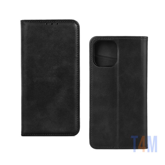 Leather Flip Cover with Internal Pocket for Apple iPhone 12/12 Pro Black